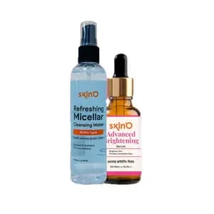 SkinO Refreshing Micellar Cleansing Water 100ml and SkinO Advanced Brightening Serum (Bottle)