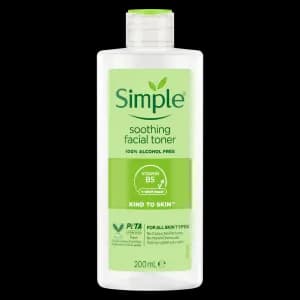 Simple Kind to Skin Soothing Facial Toner with Vitamin B5 & Witch Hazel (200ml Bottle)