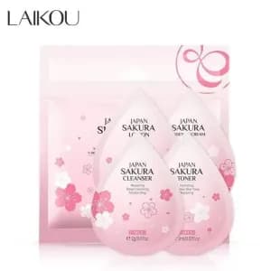 LAIKOU Japan Sakura Skin Care Set - 4pcs (Cleanser, Toner, Lotion & Essence Cream) (2g)